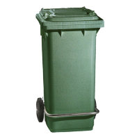 Контейнер для мусора с педалью, зеленый, 120 л