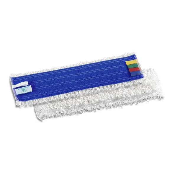Моп Microriccio с цветовыми ярлыками на липучках, микрофибра, бело-синий, 40х10 см